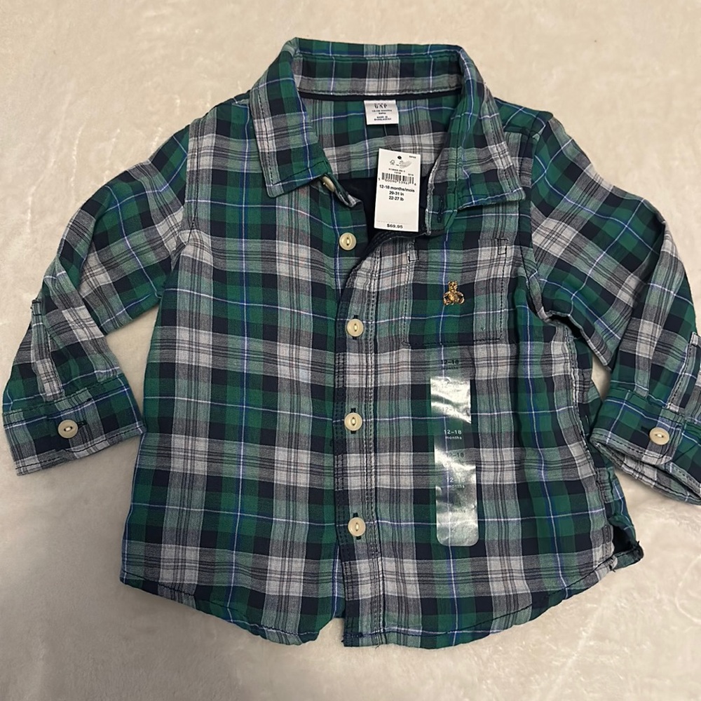 NWT Baby gap plaid button down